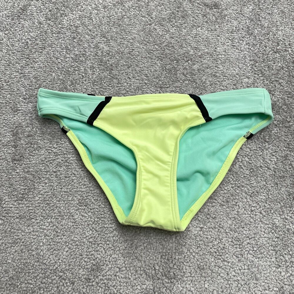 Xhilaration Swimwear Bikini Bottom Womens Small Yellow Green Low Rise Beach Pool